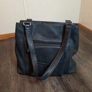 Fossil Black  Leather Handbag Shoulder Bag Vintage Purse